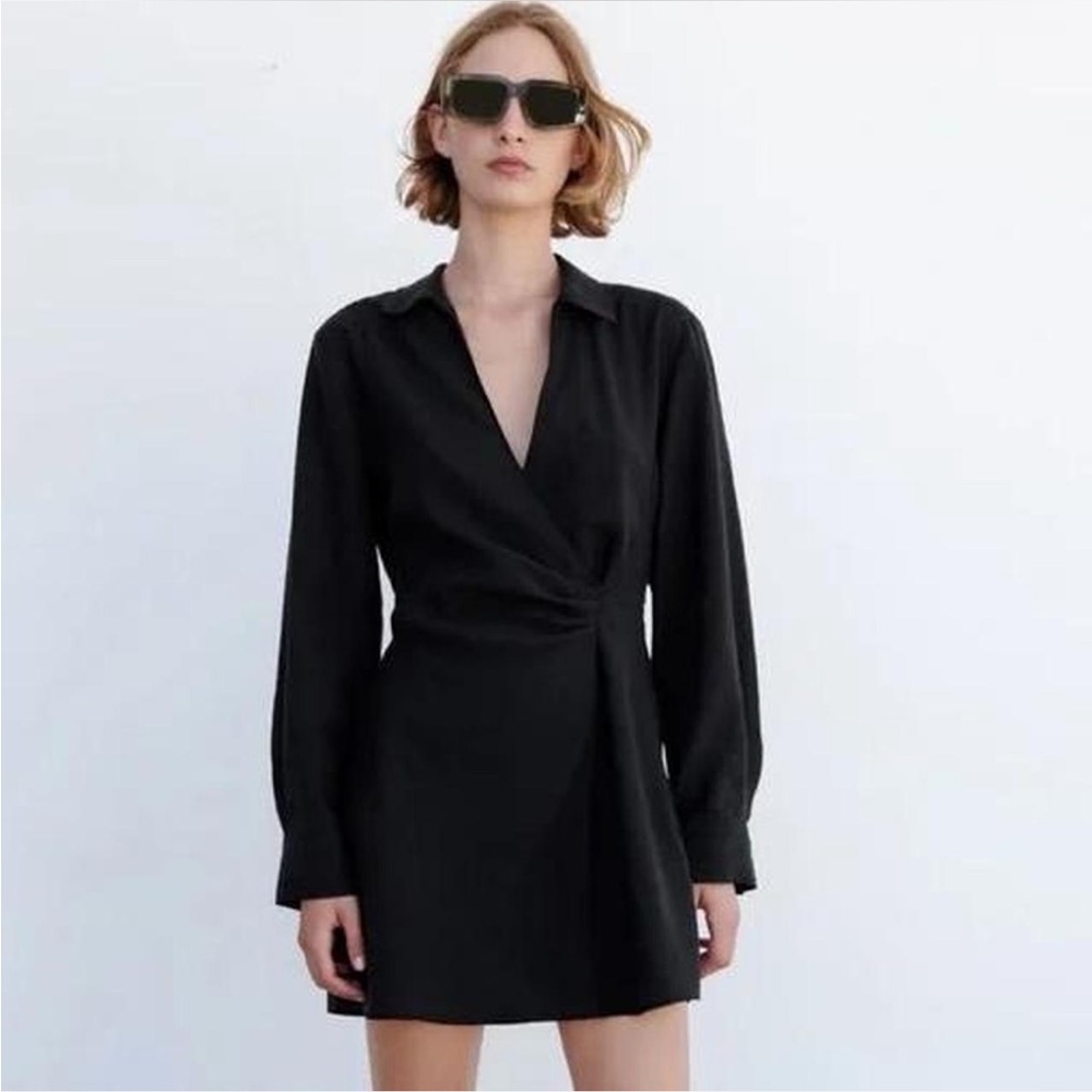 Black Light Weight Long Sleeve Zara Mini Dress